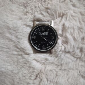 Vintage 2002 Coca Cola Watch Face Black Silver Tone Coke Soda Pop Collectible ✨️